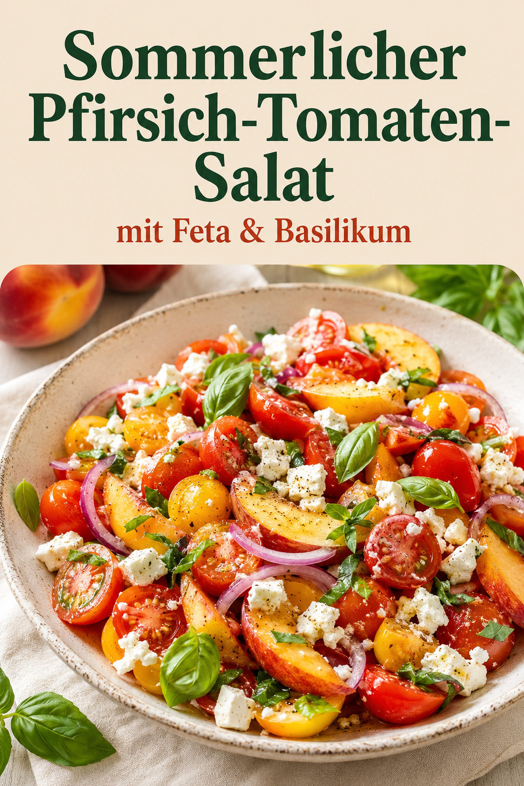 Pfirsich-Tomaten-Salat mit Feta und Basilikum