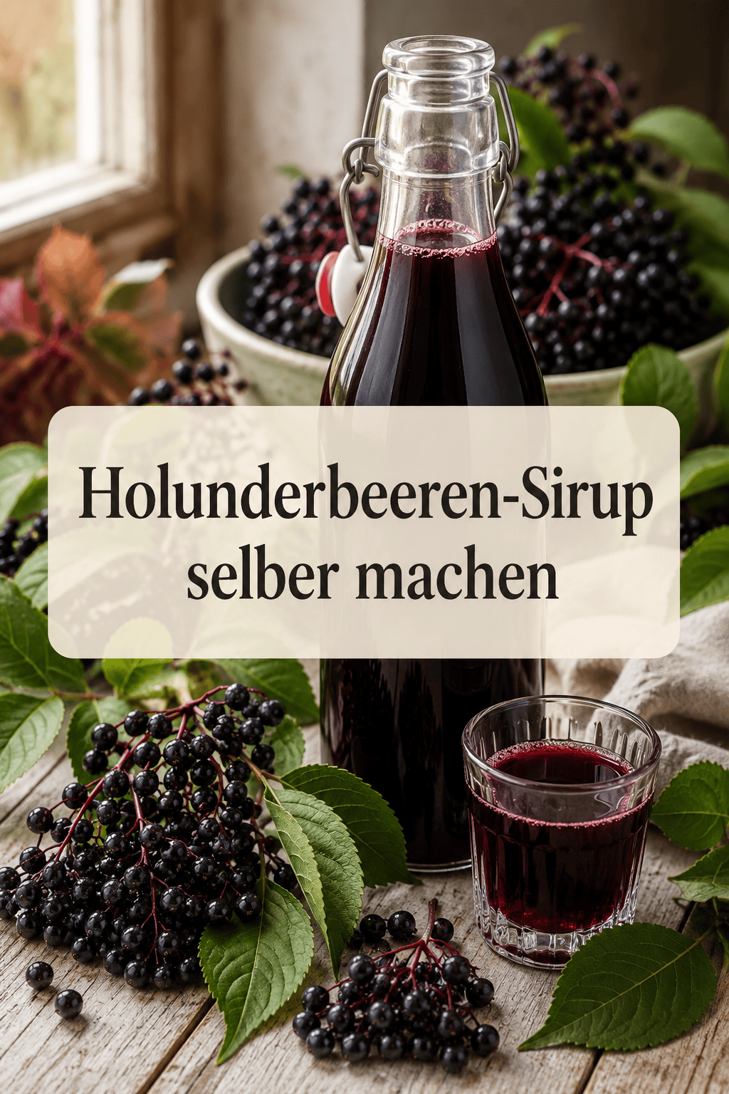Holunderbeeren-Sirup selbst gemacht mit frischen Holunderbeeren